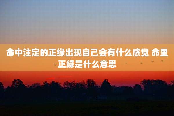 命中注定的正缘出现自己会有什么感觉 命里正缘是什么意思