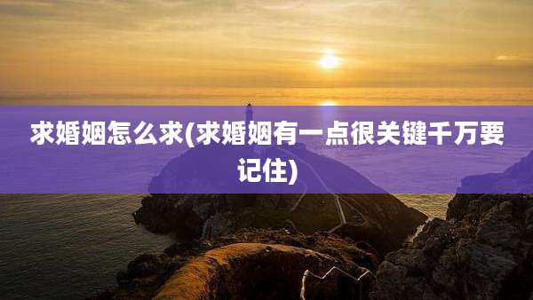 求婚姻怎么求(求婚姻有一点很关键千万要记住)