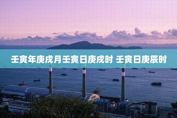 壬寅年庚戌月壬寅日庚戌时 壬寅日庚辰时