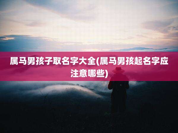 属马男孩子取名字大全(属马男孩起名字应注意哪些)
