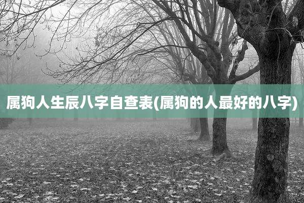 属狗人生辰八字自查表(属狗的人最好的八字)