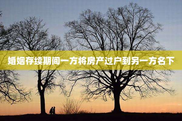 婚姻存续期间一方将房产过户到另一方名下