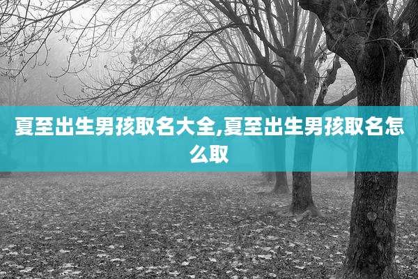 夏至出生男孩取名大全,夏至出生男孩取名怎么取