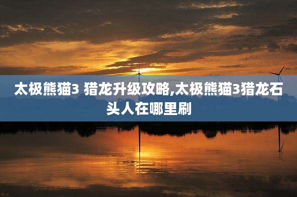 太极熊猫3 猎龙升级攻略,太极熊猫3猎龙石头人在哪里刷