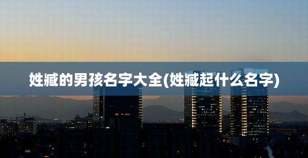 姓臧的男孩名字大全(姓臧起什么名字)