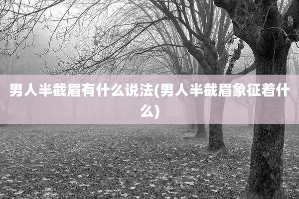 男人半截眉有什么说法(男人半截眉象征着什么)