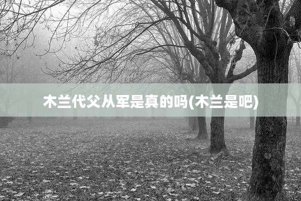 木兰代父从军是真的吗(木兰是吧)