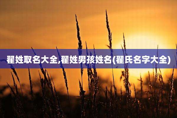 翟姓取名大全,翟姓男孩姓名(翟氏名字大全)