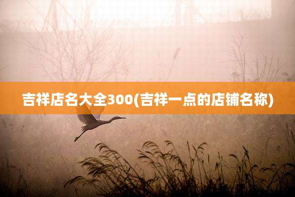 吉祥店名大全300(吉祥一点的店铺名称)