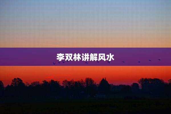 李双林讲解风水