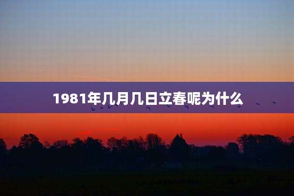 1981年几月几日立春呢为什么