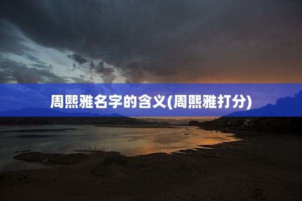 周熙雅名字的含义(周熙雅打分)