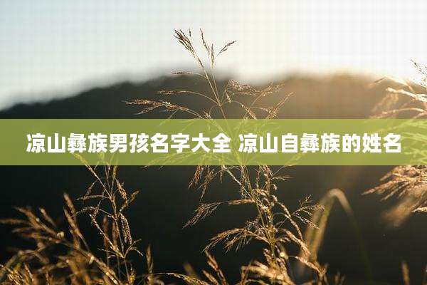 凉山彝族男孩名字大全 凉山自彝族的姓名