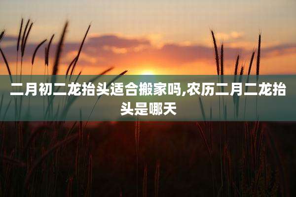 二月初二龙抬头适合搬家吗,农历二月二龙抬头是哪天