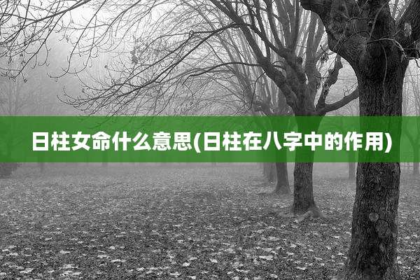 日柱女命什么意思(日柱在八字中的作用)