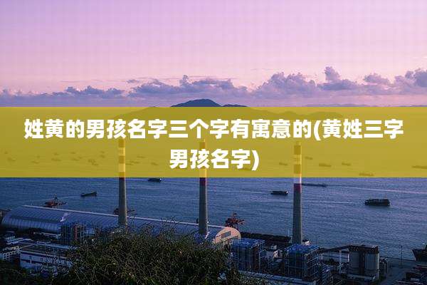 姓黄的男孩名字三个字有寓意的(黄姓三字男孩名字)
