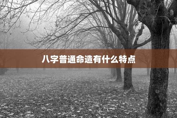 八字普通命造有什么特点