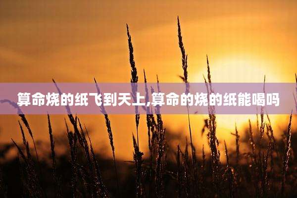 算命烧的纸飞到天上,算命的烧的纸能喝吗