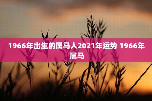 1966年出生的属马人2021年运势 1966年 属马