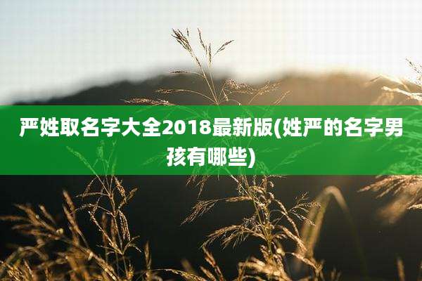 严姓取名字大全2018最新版(姓严的名字男孩有哪些)