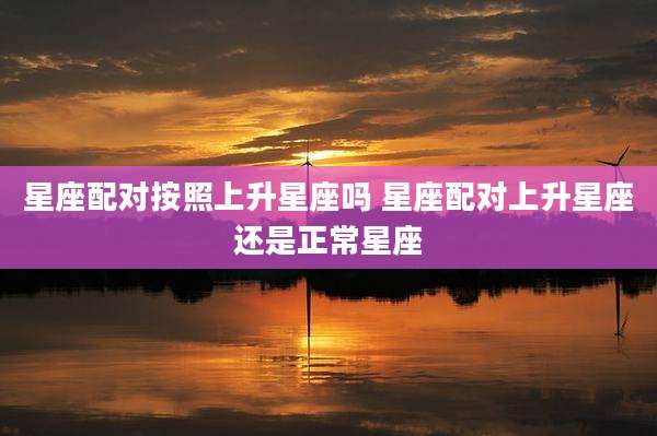 星座配对按照上升星座吗 星座配对上升星座还是正常星座