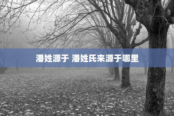 潘姓源于 潘姓氏来源于哪里