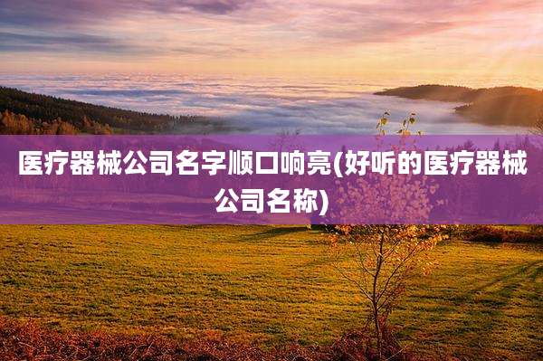 医疗器械公司名字顺口响亮(好听的医疗器械公司名称)