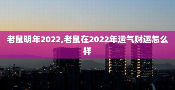 老鼠明年2022,老鼠在2022年运气财运怎么样