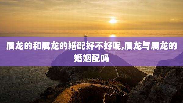 属龙的和属龙的婚配好不好呢,属龙与属龙的婚姻配吗