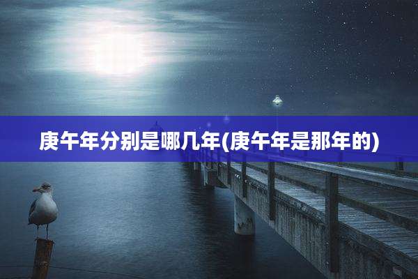 庚午年分别是哪几年(庚午年是那年的)