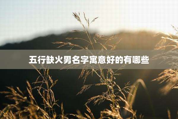 五行缺火男名字寓意好的有哪些