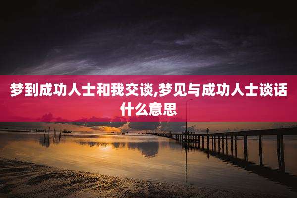 梦到成功人士和我交谈,梦见与成功人士谈话什么意思