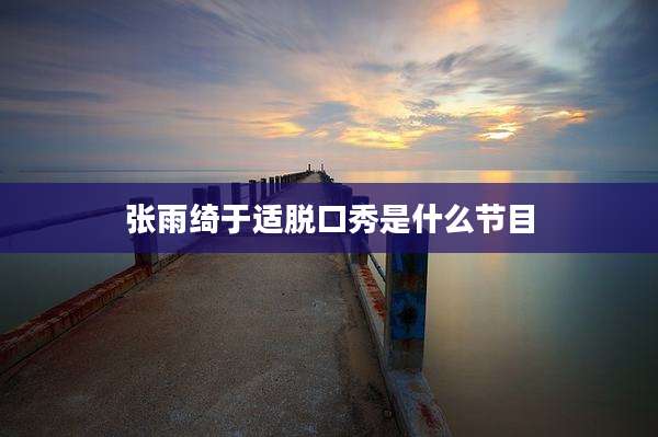 张雨绮于适脱口秀是什么节目