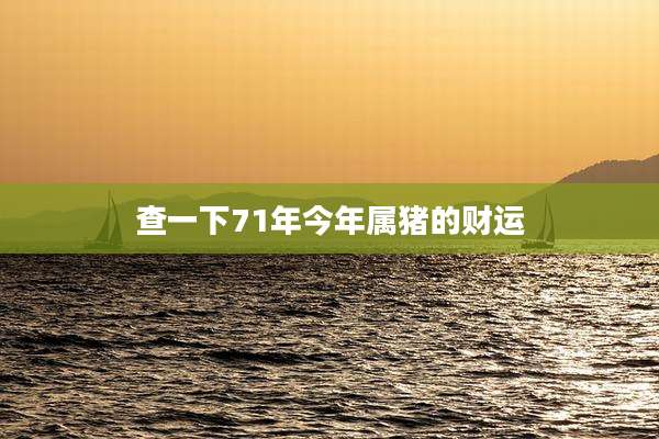 查一下71年今年属猪的财运