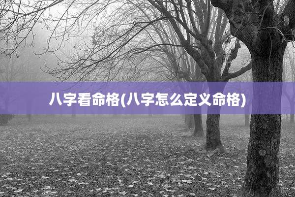 八字看命格(八字怎么定义命格)