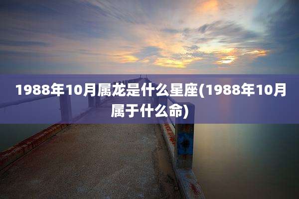 1988年10月属龙是什么星座(1988年10月属于什么命)