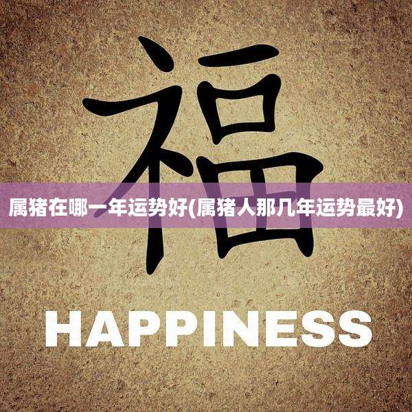 属猪在哪一年运势好(属猪人那几年运势最好)