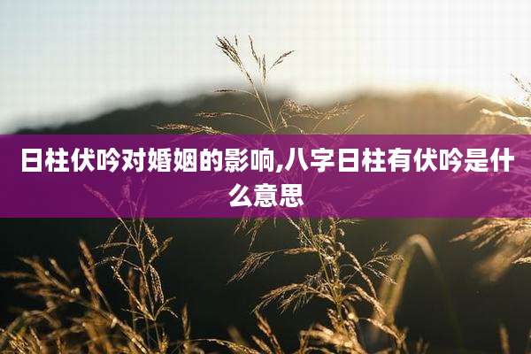 日柱伏吟对婚姻的影响,八字日柱有伏吟是什么意思