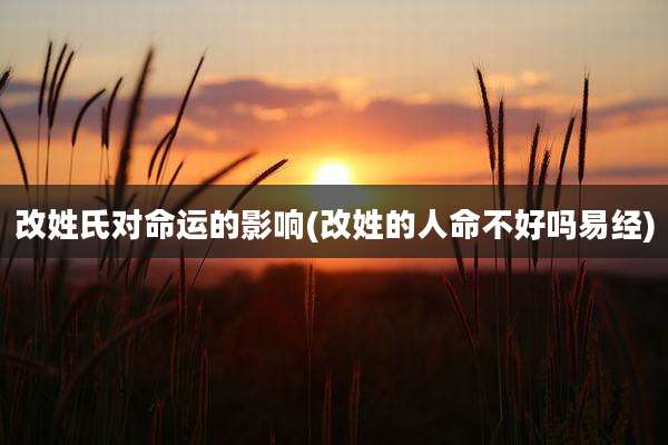 改姓氏对命运的影响(改姓的人命不好吗易经)