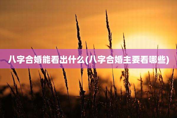 八字合婚能看出什么(八字合婚主要看哪些)