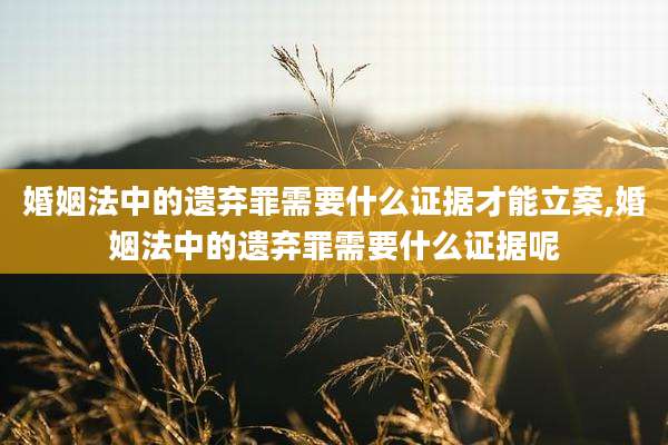 婚姻法中的遗弃罪需要什么证据才能立案,婚姻法中的遗弃罪需要什么证据呢