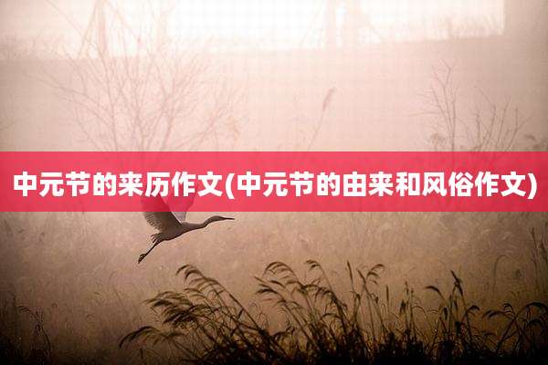 中元节的来历作文(中元节的由来和风俗作文)