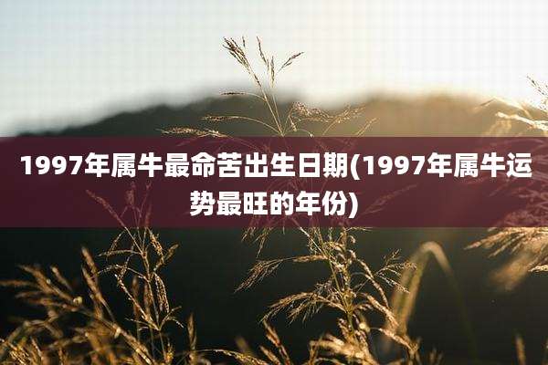 1997年属牛最命苦出生日期(1997年属牛运势最旺的年份)