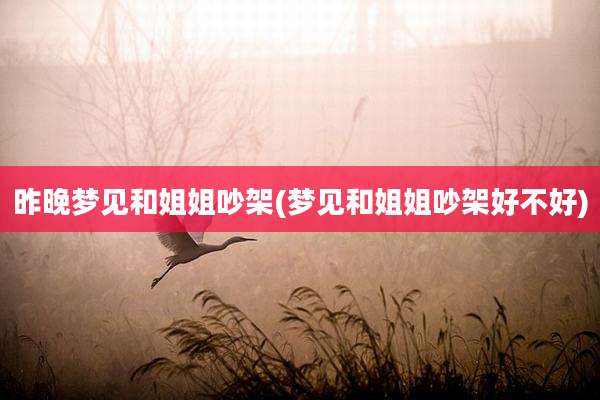 昨晚梦见和姐姐吵架(梦见和姐姐吵架好不好)