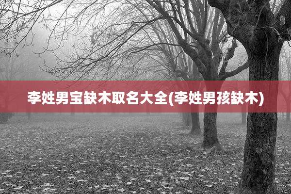 李姓男宝缺木取名大全(李姓男孩缺木)