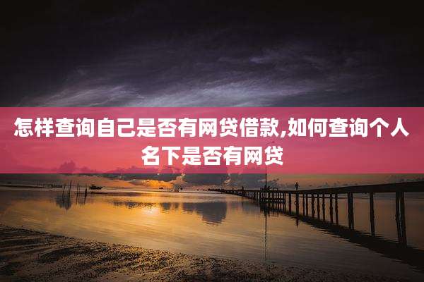 怎样查询自己是否有网贷借款,如何查询个人名下是否有网贷