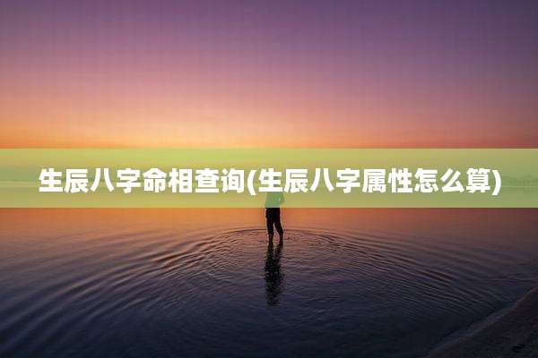 生辰八字命相查询(生辰八字属性怎么算)