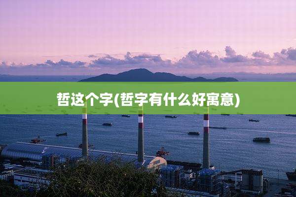 哲这个字(哲字有什么好寓意)
