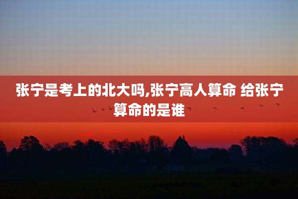 张宁是考上的北大吗,张宁高人算命 给张宁算命的是谁