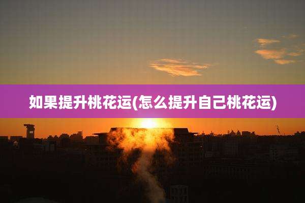 如果提升桃花运(怎么提升自己桃花运)